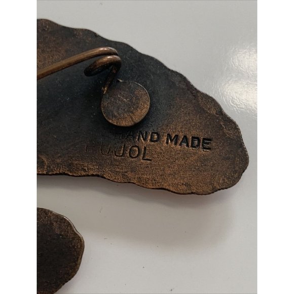 Handmade Copper Brooch Modernist Pedro Pujol Painters Pallette Pin - Picture 3 of 12